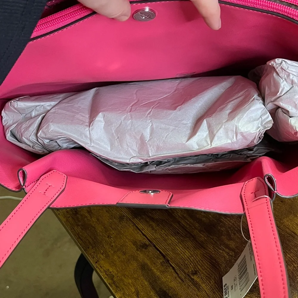 Michael Kors Pink MK Logo Tote with Signature Charm - Picture 11 of 12